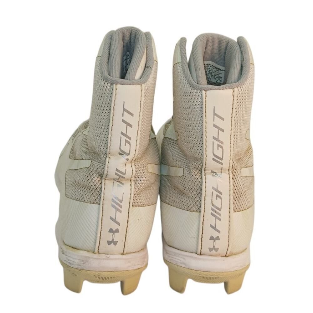 Under Armour Highlight JR Boys Triple White Ghosted Football Cleats - Size 5Y - Picture 5 of 8